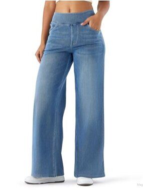 High Waisted Wide Leg Stretch Jeans with Pockets